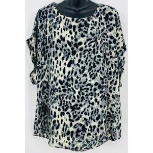 Joseph A Top Blouse Size XXL Extra Extra Large Grey Animal Print Lined Women New